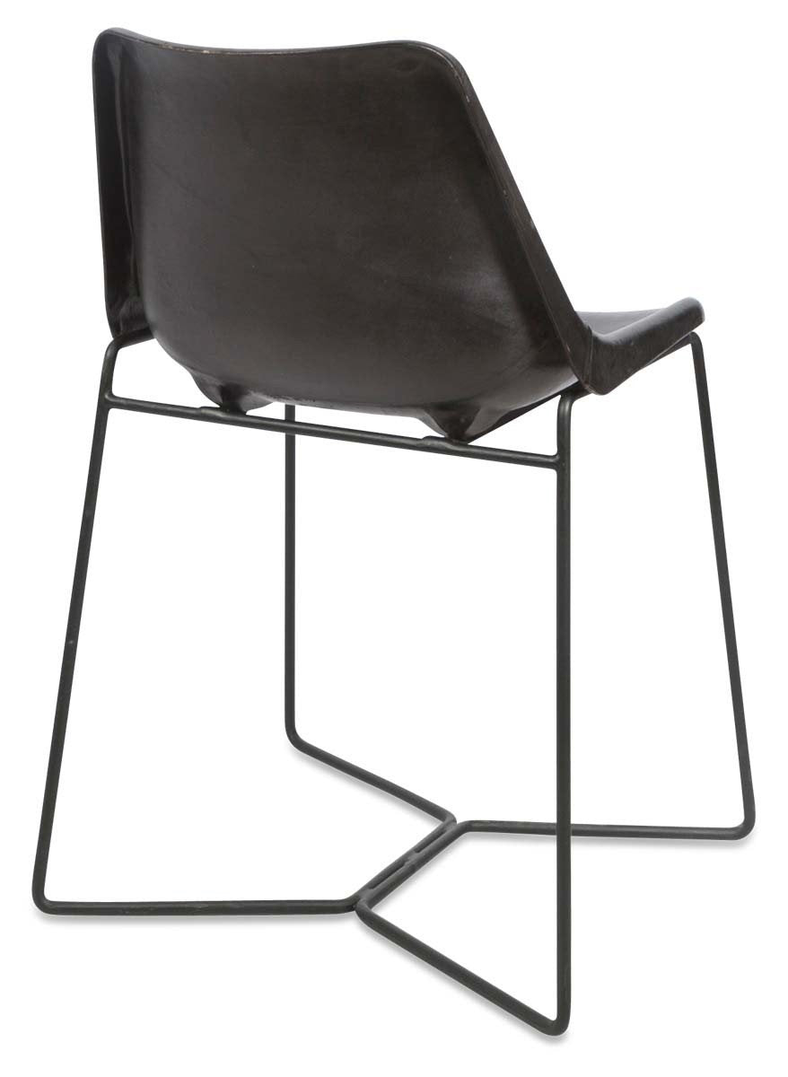 Elm Leather Dining Chair on Iron Frame-abc