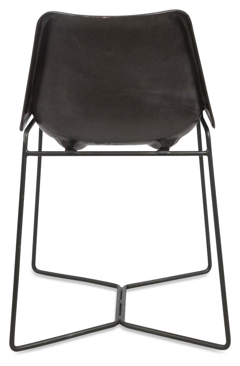 Elm Leather Dining Chair on Iron Frame-abc