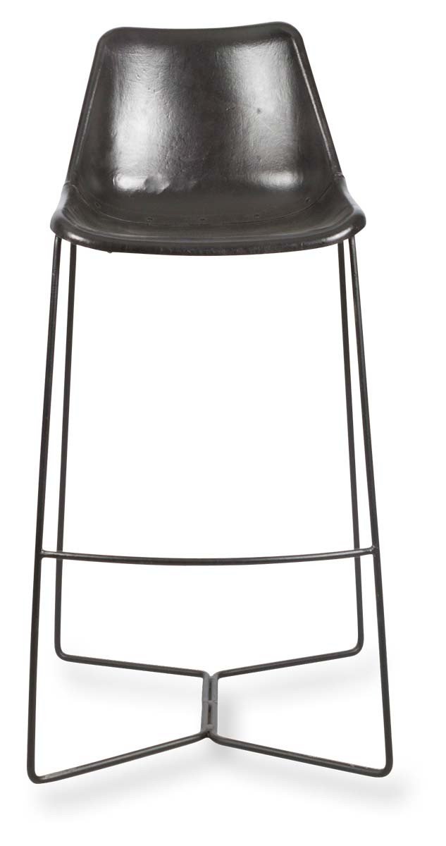 Elm Leather Bar Stool with Iron Legs-abc