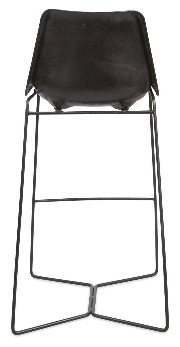 Elm Leather Bar Stool with Iron Legs-abc