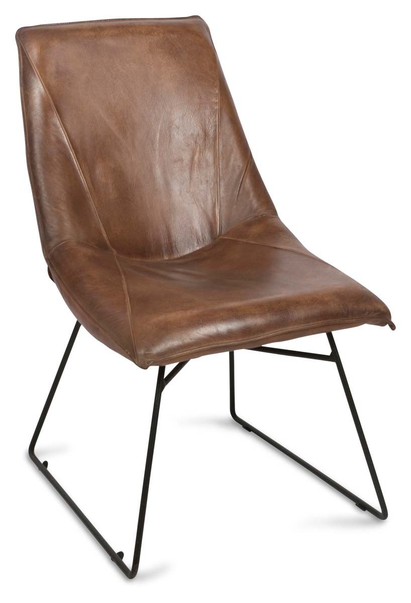 Manor Occasional Leather Chair with Iron Legs-abc