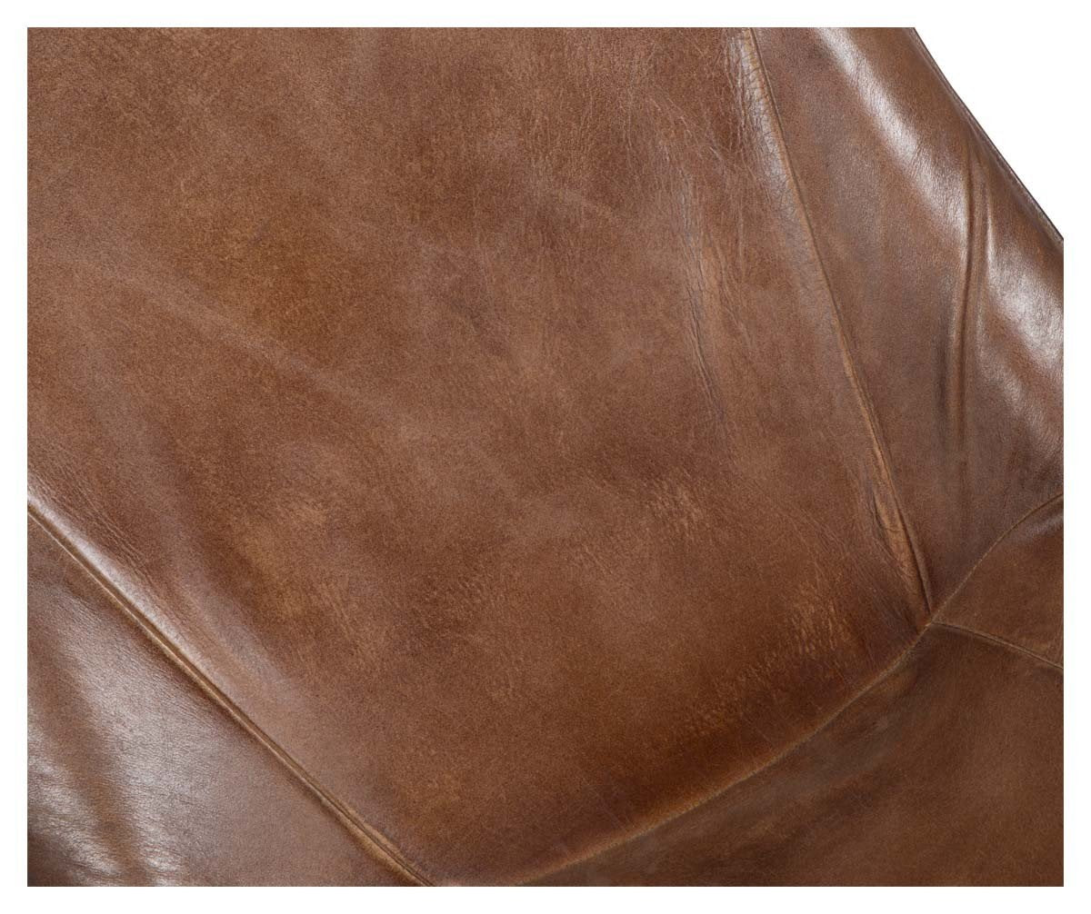 Manor Occasional Leather Chair with Iron Legs-abc