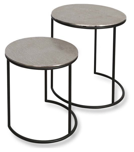 Bromley Aluminium Set of Two Round Nesting Tables-abc