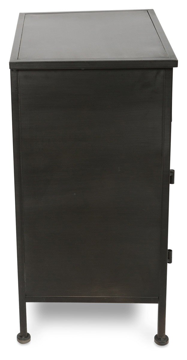 Metal Bedside Table with Single Drawer and 1 Glass Door and Metal Internal Shelf-abc