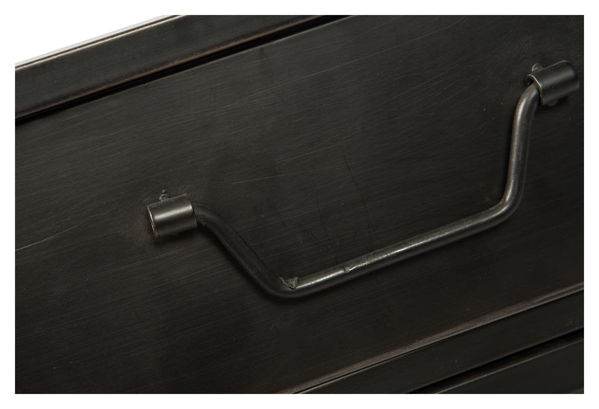 Metal Bedside Table with Single Drawer and 1 Glass Door and Metal Internal Shelf-abc