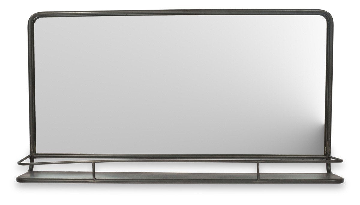 Horizontal Rectangular Metal Mirror with Shelf-abc