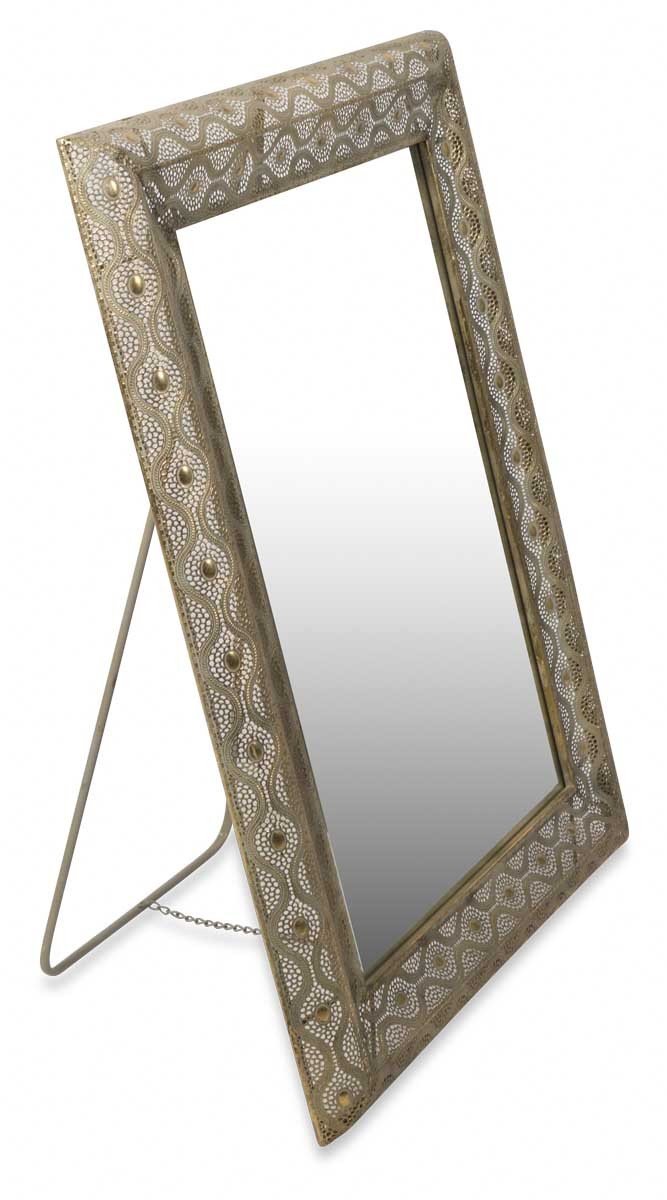 Free Standing Filigree Metal Floor Mirror-abc