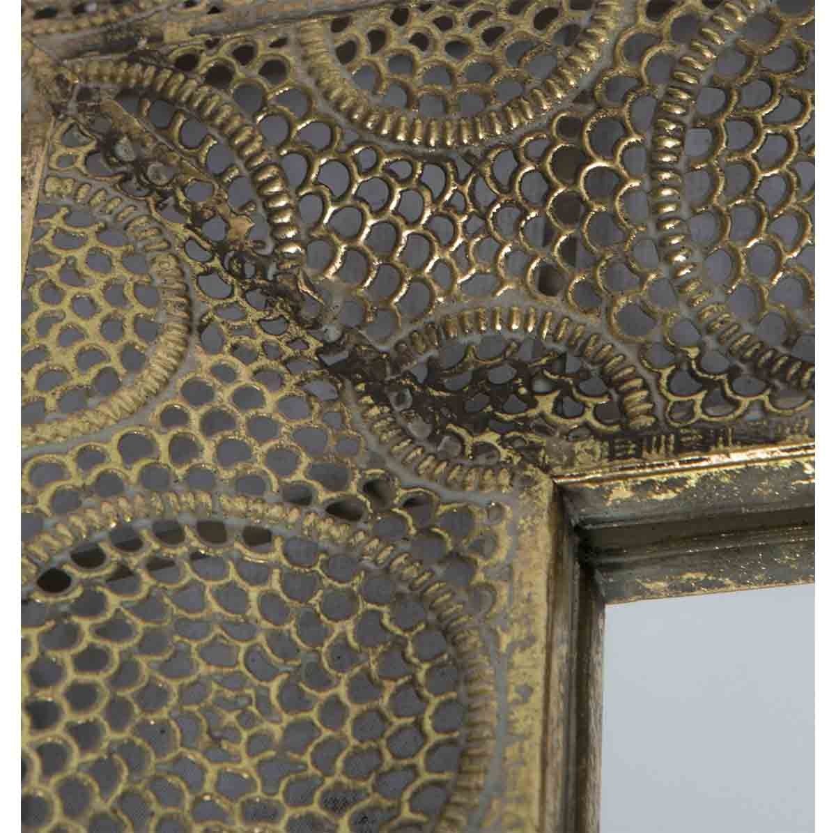 Free Standing Filigree Metal Floor Mirror with Support Frame at the Back-abc