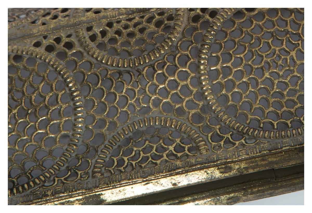 Free Standing Filigree Metal Floor Mirror with Support Frame at the Back-abc