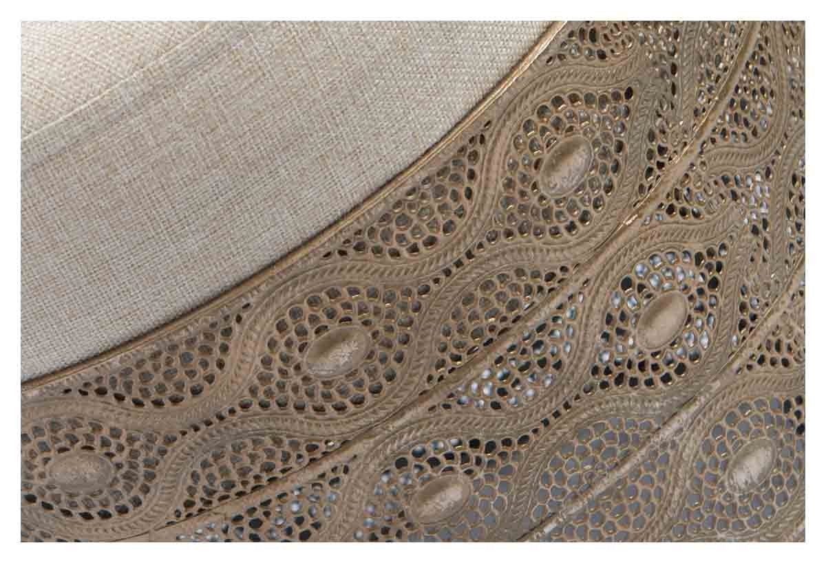 Filigree Round Metal Stool with Cushion-abc