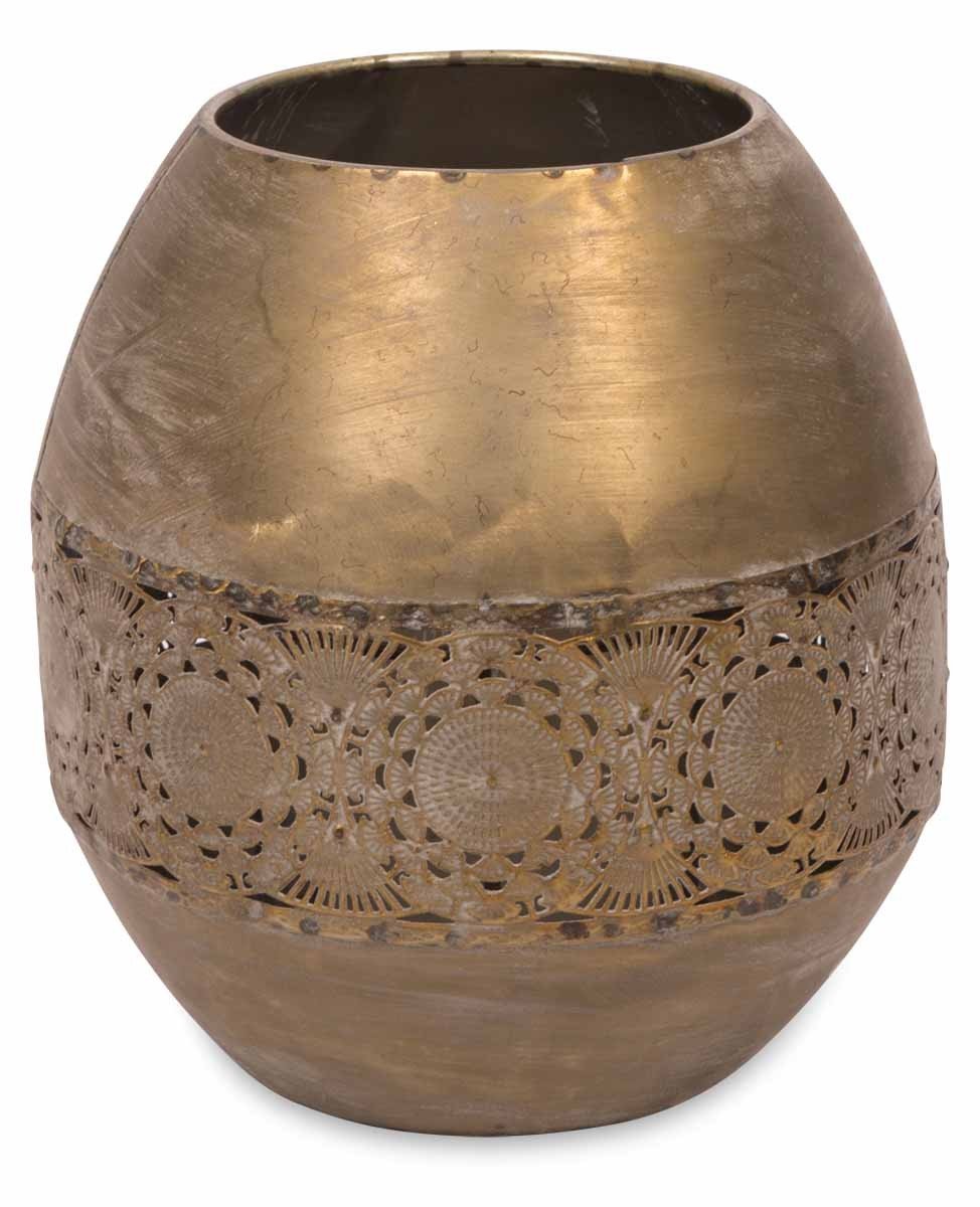 Filigree Metal Candle Holder with Glass Insert Large-abc