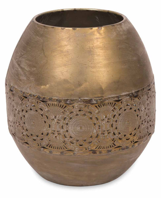 Filigree Metal Candle Holder with Glass Insert Large-abc