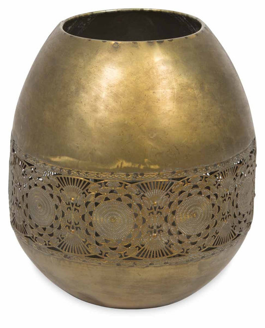 Filigree Metal Candle Holder with Glass Insert Large-abc