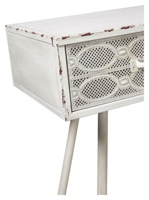 Filigree Metal Console - Antique White-abc