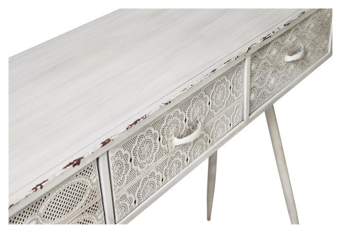 Filigree Metal Console - Antique White-abc