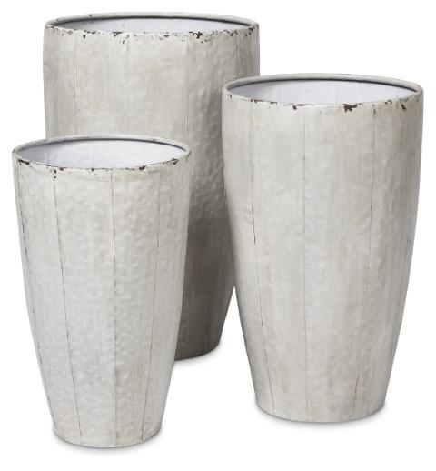 Set of 3 Metal Planter Pots - Antique White-Accessories-Home & Giftware-Default Title---abc