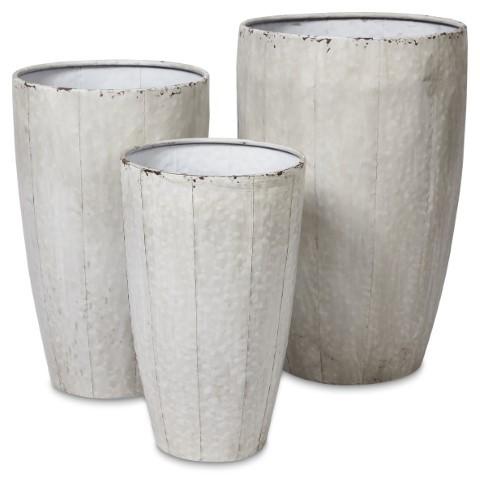 Set of 3 Metal Planter Pots - Antique White-Accessories-Home & Giftware-Default Title---abc