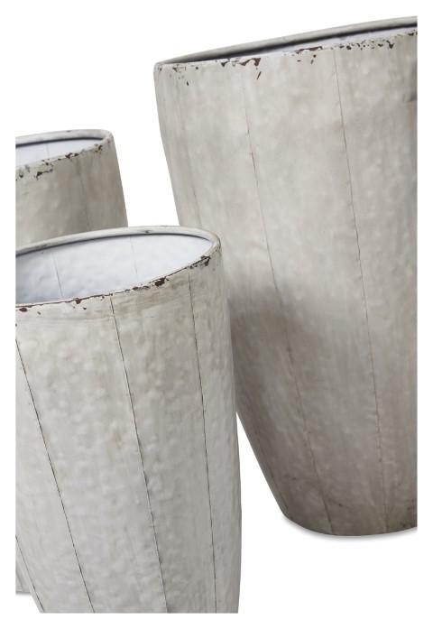 Set of 3 Metal Planter Pots - Antique White-Accessories-Home & Giftware-Default Title---abc