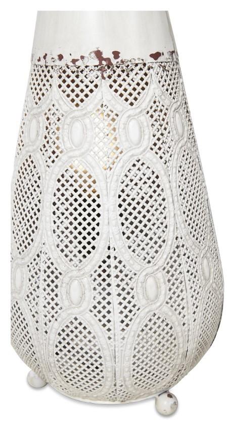 Filigree Metal Floor Lamp Large - Antique White-abc