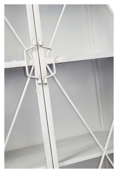 Metal Bookcase with 2 Glass Doors and 3 Internal Metal Shelves - Antique White-abc