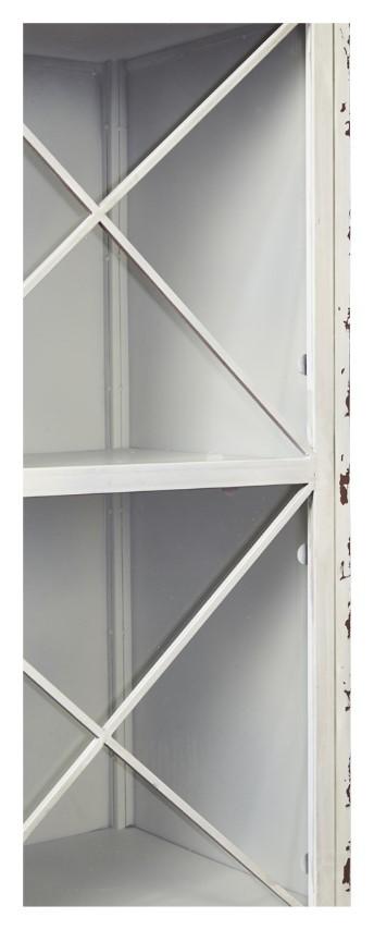 Metal Bookcase with Single Glass Door and 3 Internal Metal Shelves - Antique White-abc