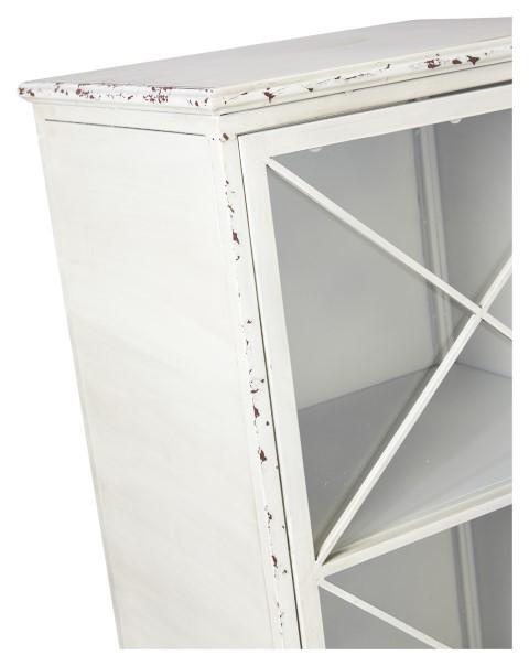 Metal Bookcase with Single Glass Door and 3 Internal Metal Shelves - Antique White-abc