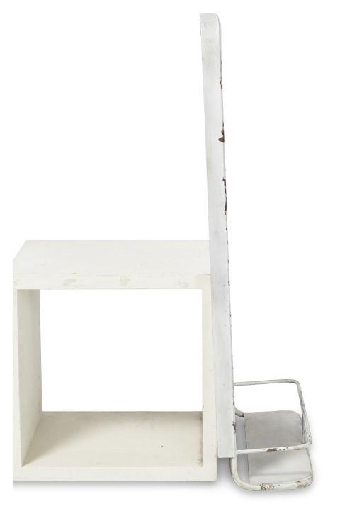 Vertical Rectangular Metal Mirror with Shelf - Antique White-Living-Home & Giftware-Default Title---abc