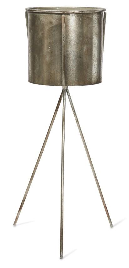 Set of 2 Metal Planters on Stands - Silver-Accessories-Home & Giftware-Default Title---abc