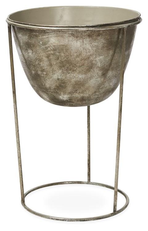 Metal Planter/Ice Bucket - Silver-abc