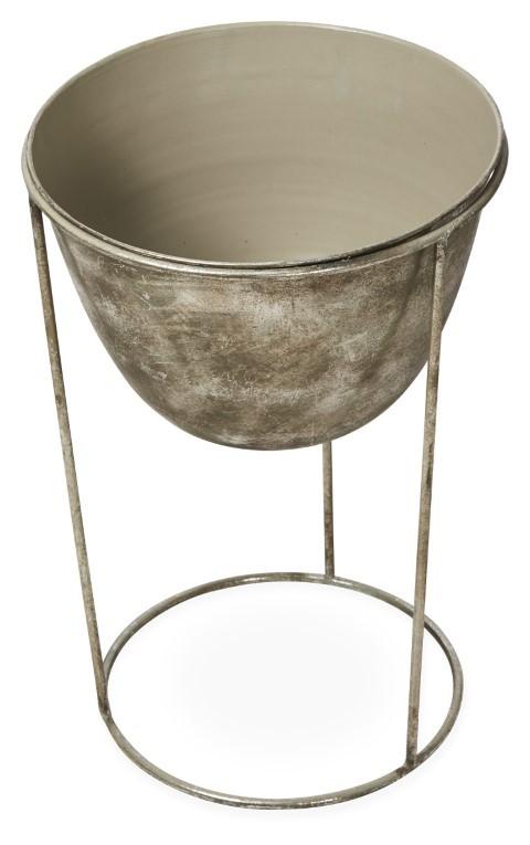 Metal Planter/Ice Bucket - Silver-abc