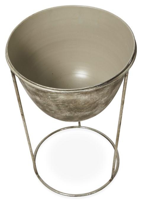 Metal Planter/Ice Bucket - Silver-abc
