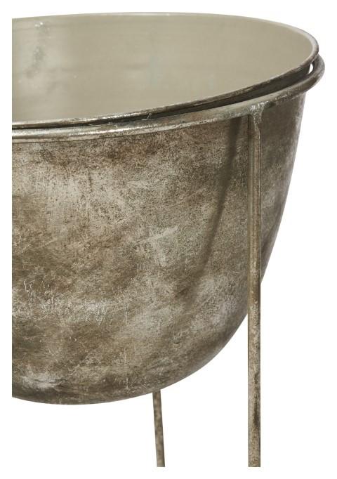 Metal Planter/Ice Bucket - Silver-abc