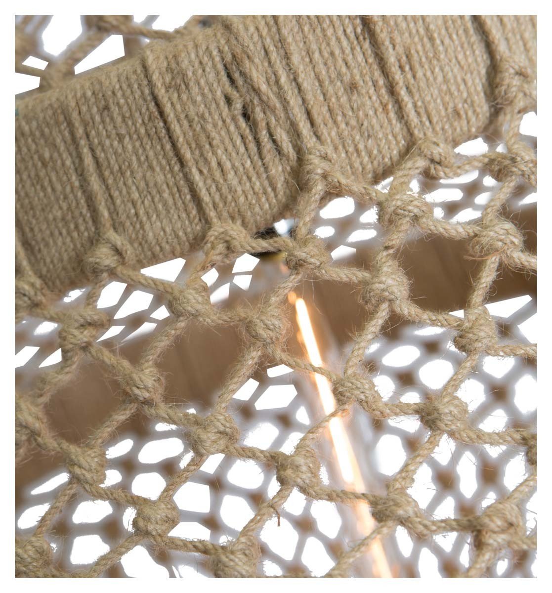 Large Three Tier Jute and Iron Chandelier-abc