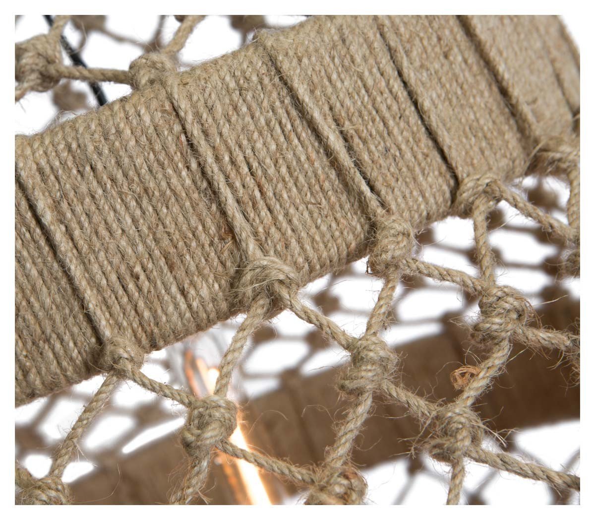 Medium Three Tier Jute and Iron Chandelier-abc