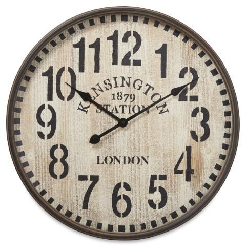 Kensington Station Wall Clock 60cm - Brown Wash-abc