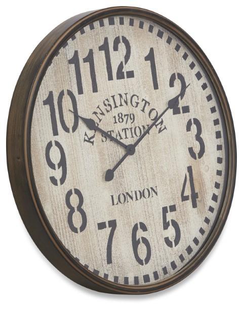 Kensington Station Wall Clock 60cm - Brown Wash-abc