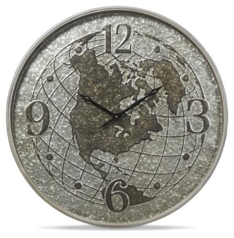 World Globe Metal Clock 80cm - Silver-Accessories-Home & Giftware-Default Title---abc