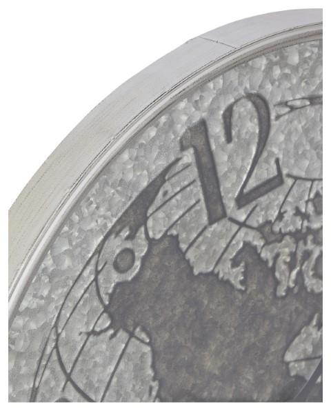 World Globe Metal Clock 80cm - Silver-Accessories-Home & Giftware-Default Title---abc