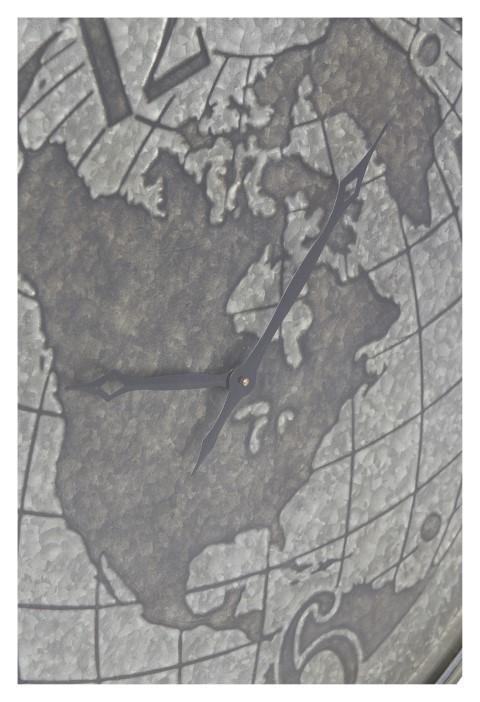 World Globe Metal Clock 80cm - Silver-Accessories-Home & Giftware-Default Title---abc