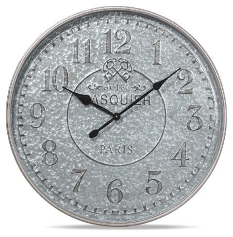 Hotel Pasquier Metal Clock 80cm - Silver-abc