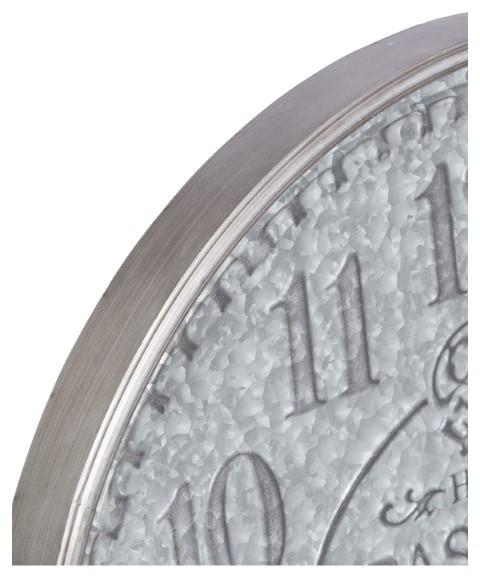 Hotel Pasquier Metal Clock 80cm - Silver-abc