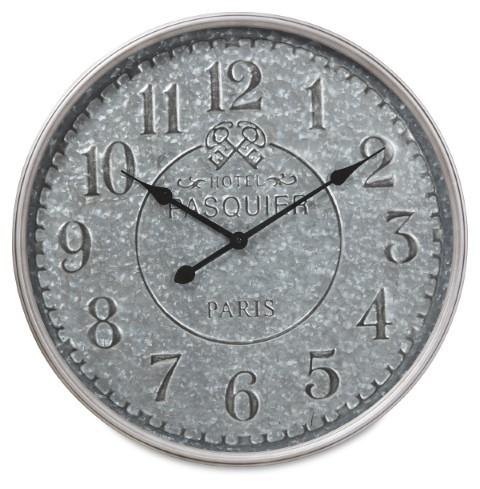 Hotel Pasquier Metal Clock 60cm - Silver-abc
