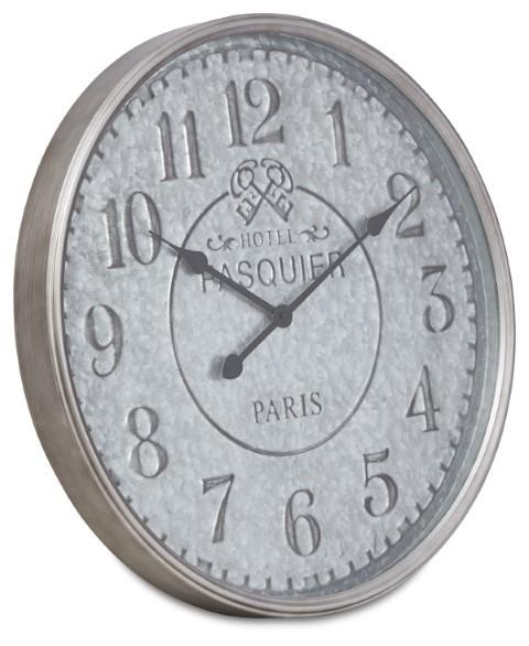 Hotel Pasquier Metal Clock 60cm - Silver-abc