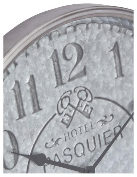 Hotel Pasquier Metal Clock 60cm - Silver-abc