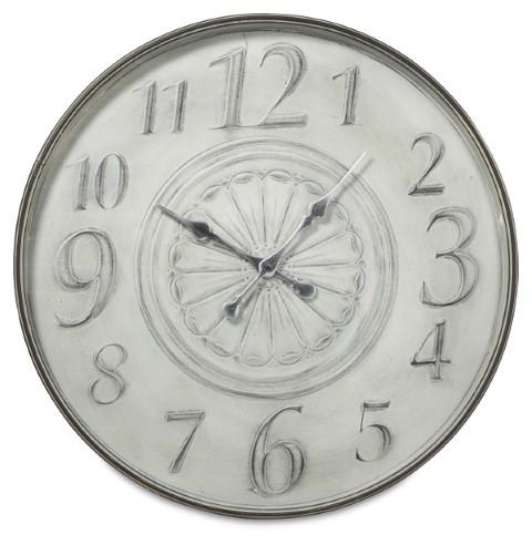Fleur Classic Metal Clock 80cm - Antique Ivory-abc