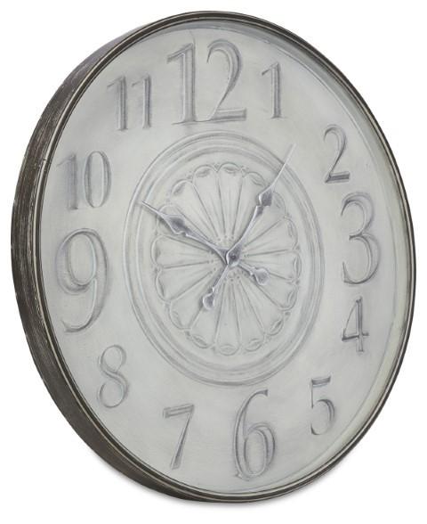 Fleur Classic Metal Clock 80cm - Antique Ivory-abc