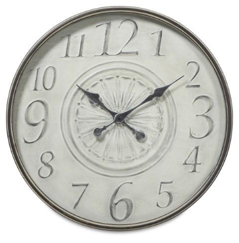 Fleur Classic Metal Clock 60cm - Antique Ivory-abc