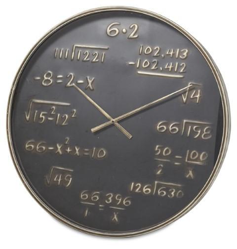 Mathematics Metal Wall Clock 80cm - Antique Black/Gold-abc