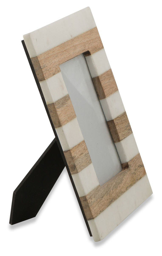 Striped Wood and Marble Picture Frame-Accessories-Home & Giftware-Default Title---abc