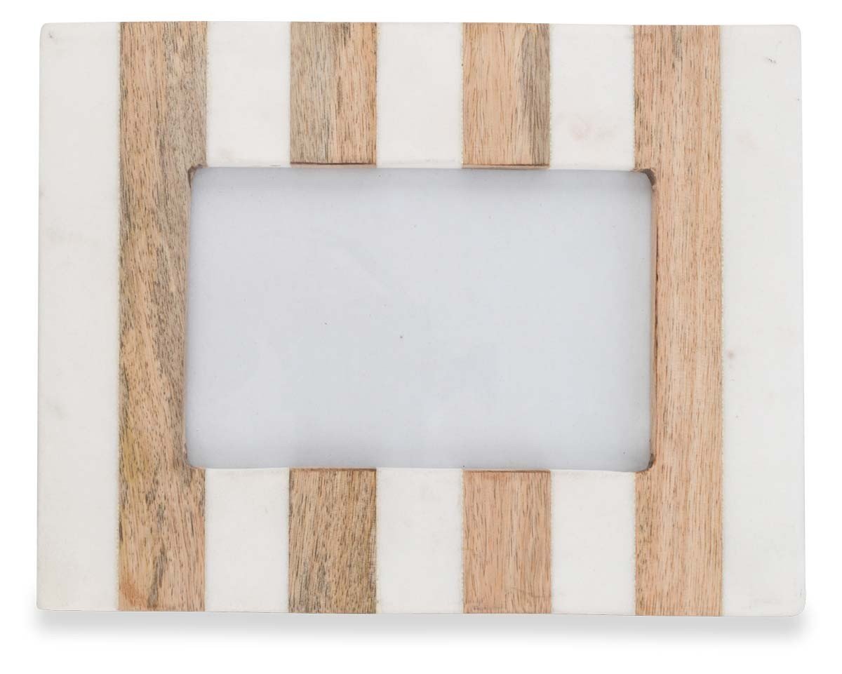 Striped Wood and Marble Picture Frame-Accessories-Home & Giftware-Default Title---abc